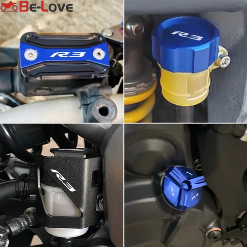 Imagen 2 del producto Para YAMAHA YZFR3 YZF R3 YZF-R3 2015-2024 motocicleta CNC freno delantero trasero depósito de líquido cubierta de tanque accesorios de tapa de llenado de aceite