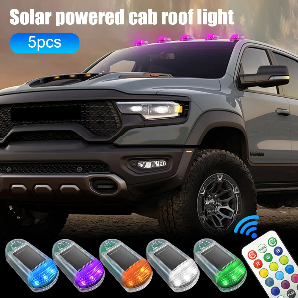 

5pcs Solar Powered Cab Lights for Truck Solar Powered Cab Lights Roof Lights with Dodge Ram 1500 2500 3500 4500 5500 2003-2018