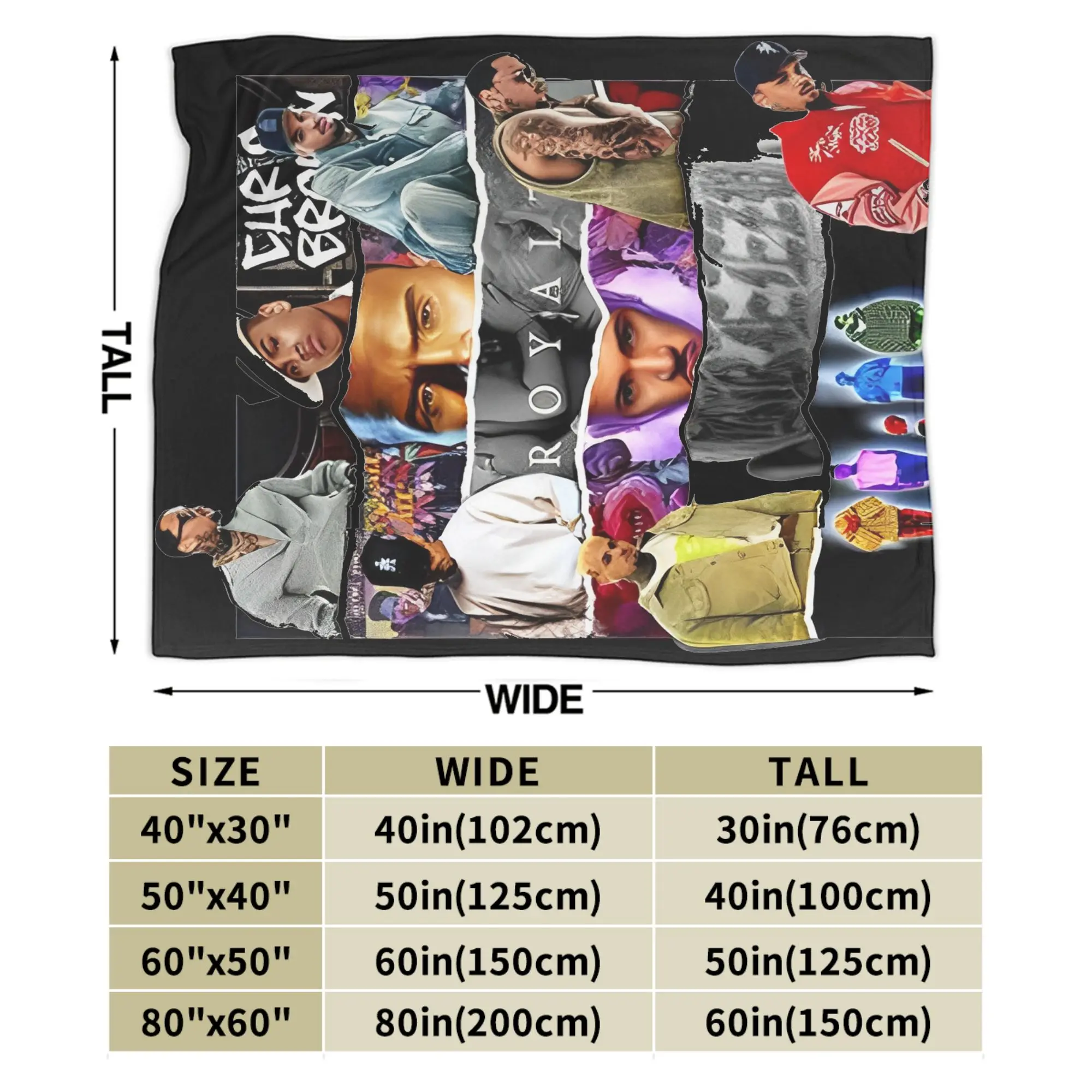 كريس براون بريزي باول XX جولة 2025 بطانية ميرش دافئة مريحة رقيق رمي البطانيات للأريكة 50x60 بوصة متعددة الحجم المفرش