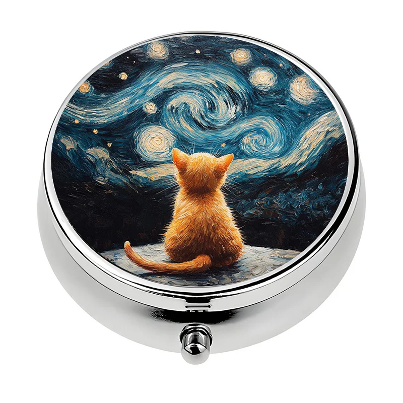 1 starry night-themed storage box with 3 compartments, organizer box, unique travel storage solution