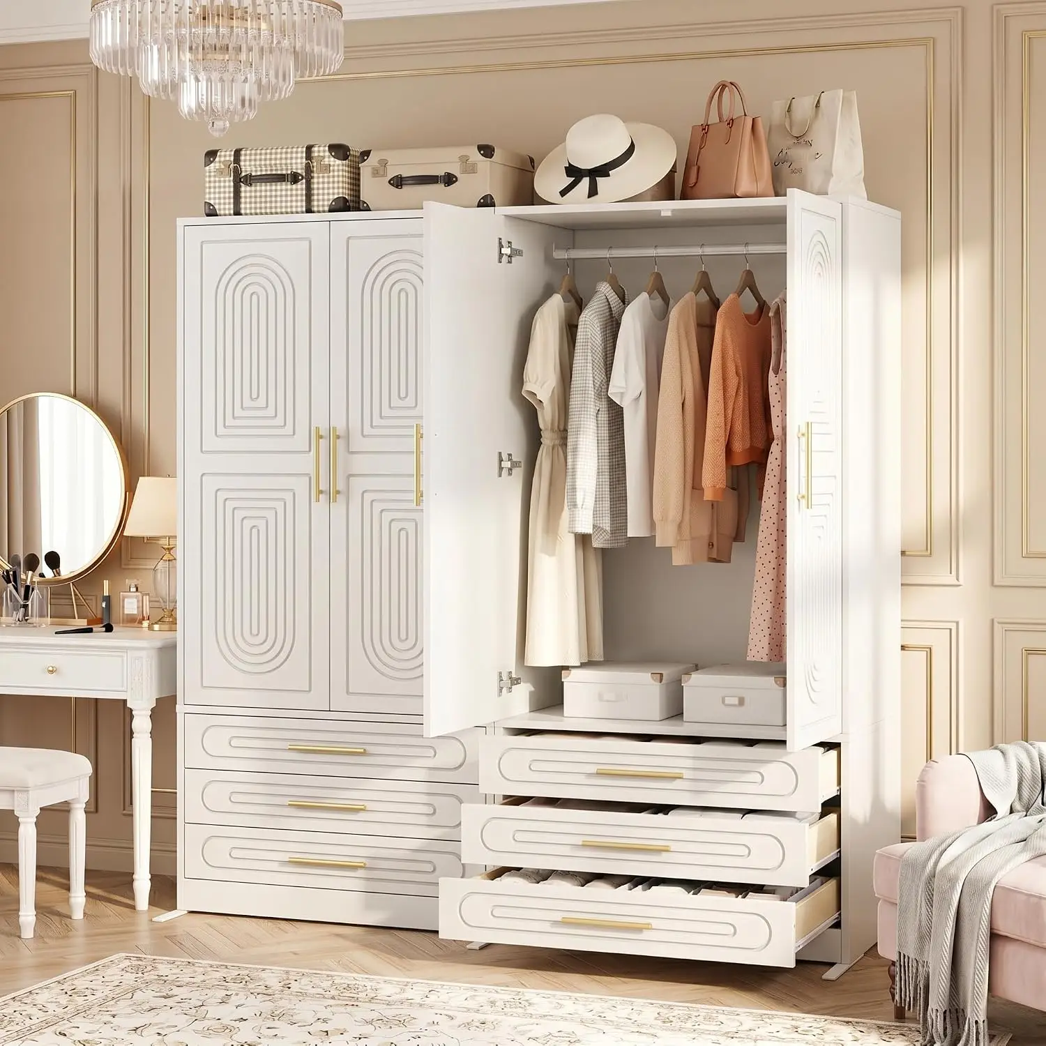 6-Door Armoire Wardrobe with Drawer, 71