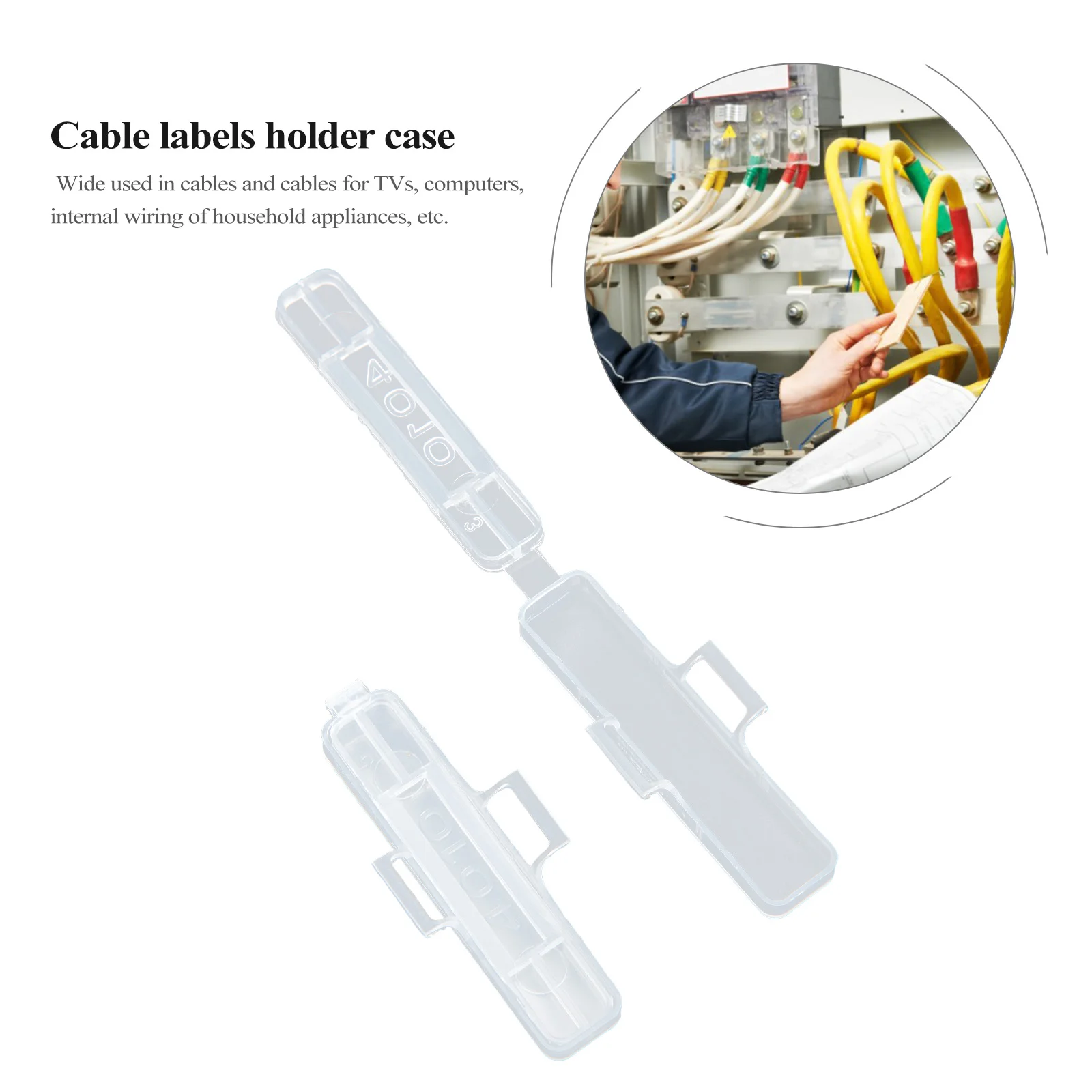 100 Pcs Cable Identification Box Cord Sign Case Wire Name Label Reusable Labels Holder Plastic