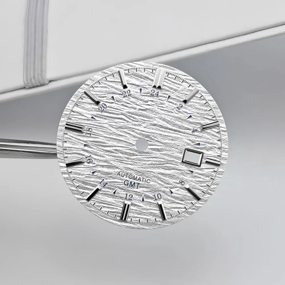 35-mm-Zifferblatt, kein leuchtendes silbernes Nägel-Zifferblatt NH35, für NH34-NH35-Uhrwerk, einzelne Kalender-Zifferblätter, modifiziertes Zubehör