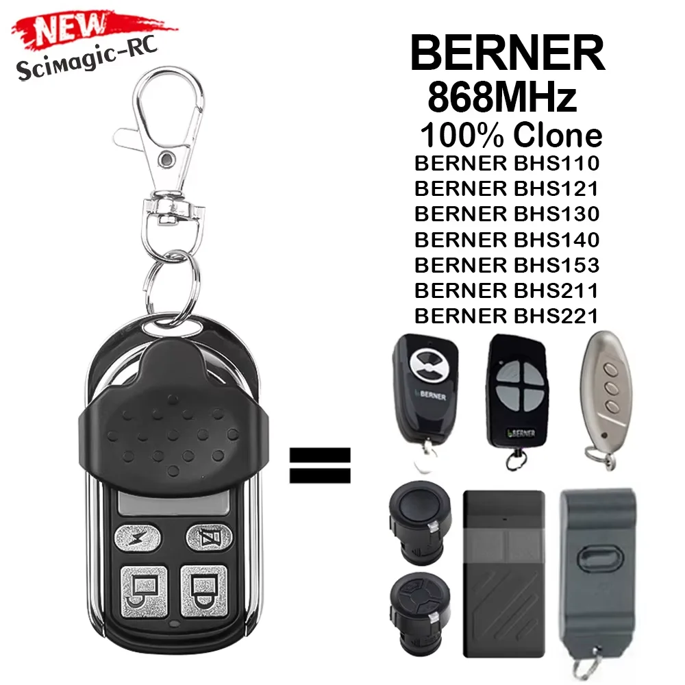 3-Pack Berner 868MHz Clone Remote Control for BHS110 BHS121 BHS130 BHS140 BHS211 Garage Door Opener Face to Face Copy Keychain