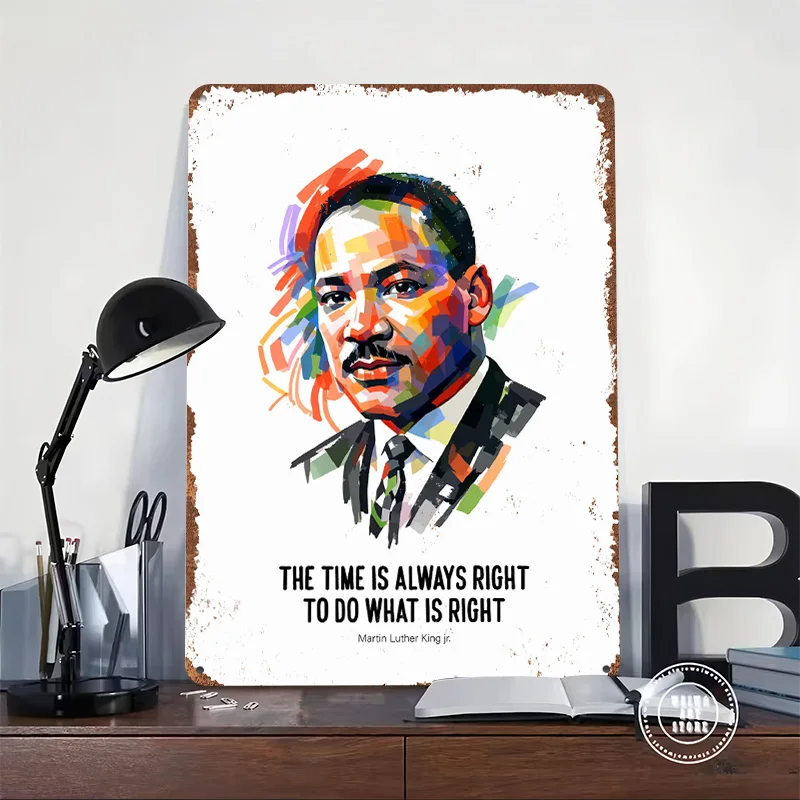 Martin Luther King Jr. Pop Art Quotes Personalized 3D Textured Metal Poster Wall Art Tinplate Sign for Aesthetic Room Decor Men