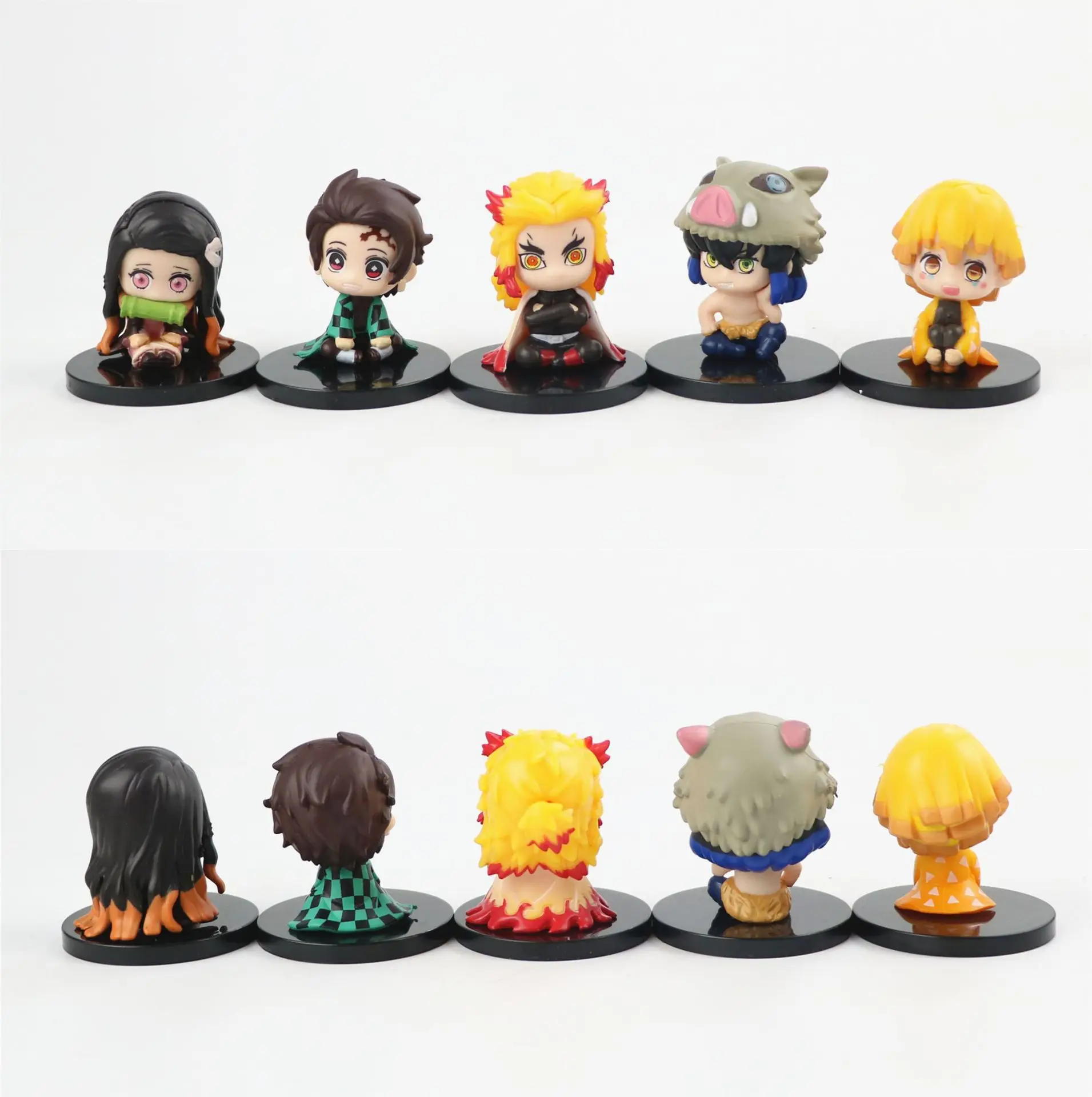 Boxed 15pcs/set Anime Demon Slayer Q Version kawaii Mini Sitting posture Action Figure PVC Model Car ornaments doll Toy Gift