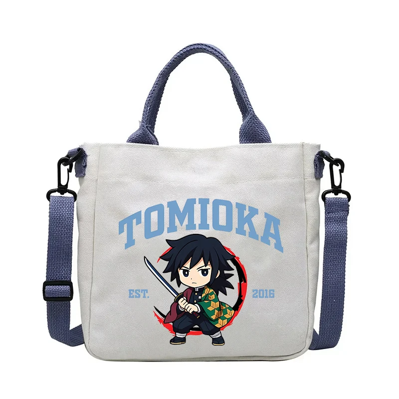 Dämon Slayer Umhängetasche Mitsuri Kanroji Giyu Tomioka Handtasche Frauen Männer Schulter Taschen Outdoor Tragbare Platz Leinwand Tasche Geschenk