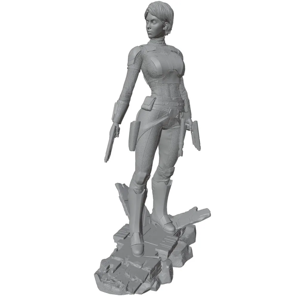 75MM100MM120MM150MM Female Warrior Resin Model Kits  3D Printed Gray Model Figurine DIY Doll Model Unassembled And Unpainted view 3