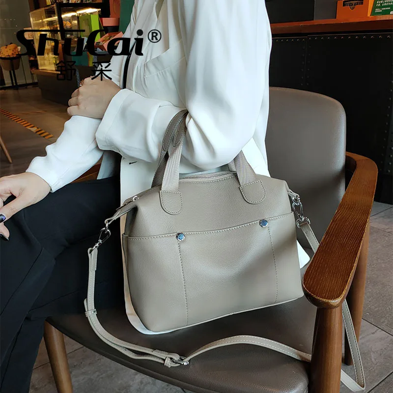 

Genuine Grade Soft Cow Leather Women Shoulder Crossbody Bag Luxury Designer Brand Ladies Soft Cowhide Handbag for Woman Tote New