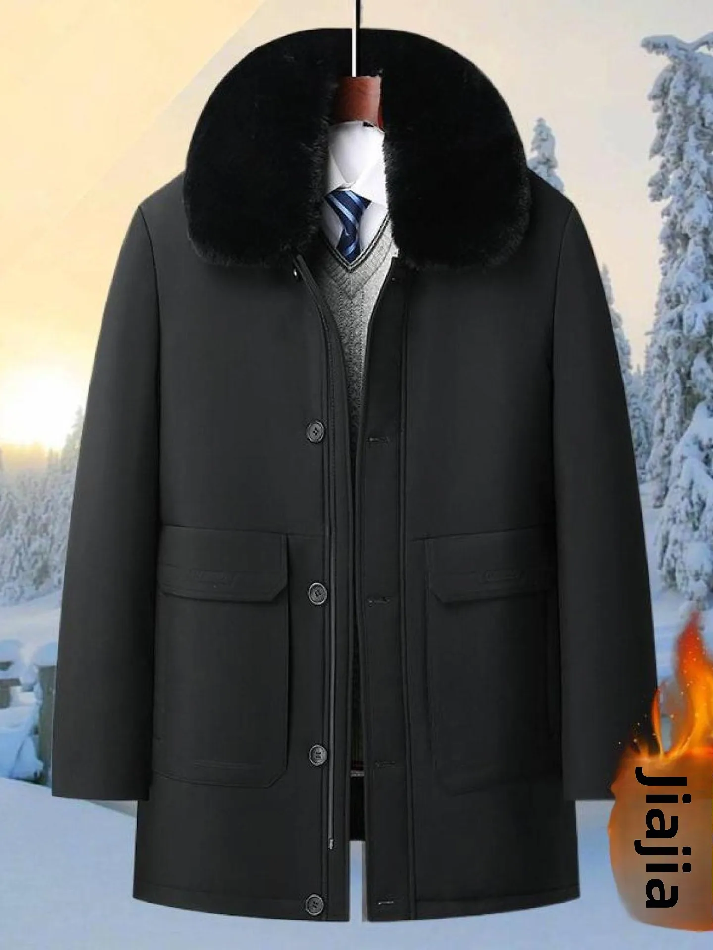 

Мужская зимняя утепленная куртка из хлопка на флисовой подкладке для мужчин среднего и старшего возраста, модная городская домашняя одежда, приталенный крой.