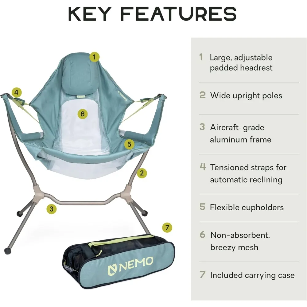 Stargaze Reclining Camp Chair Recliner for Maximum Camping Comfort and Stargazing - One Size - Silt/Citron