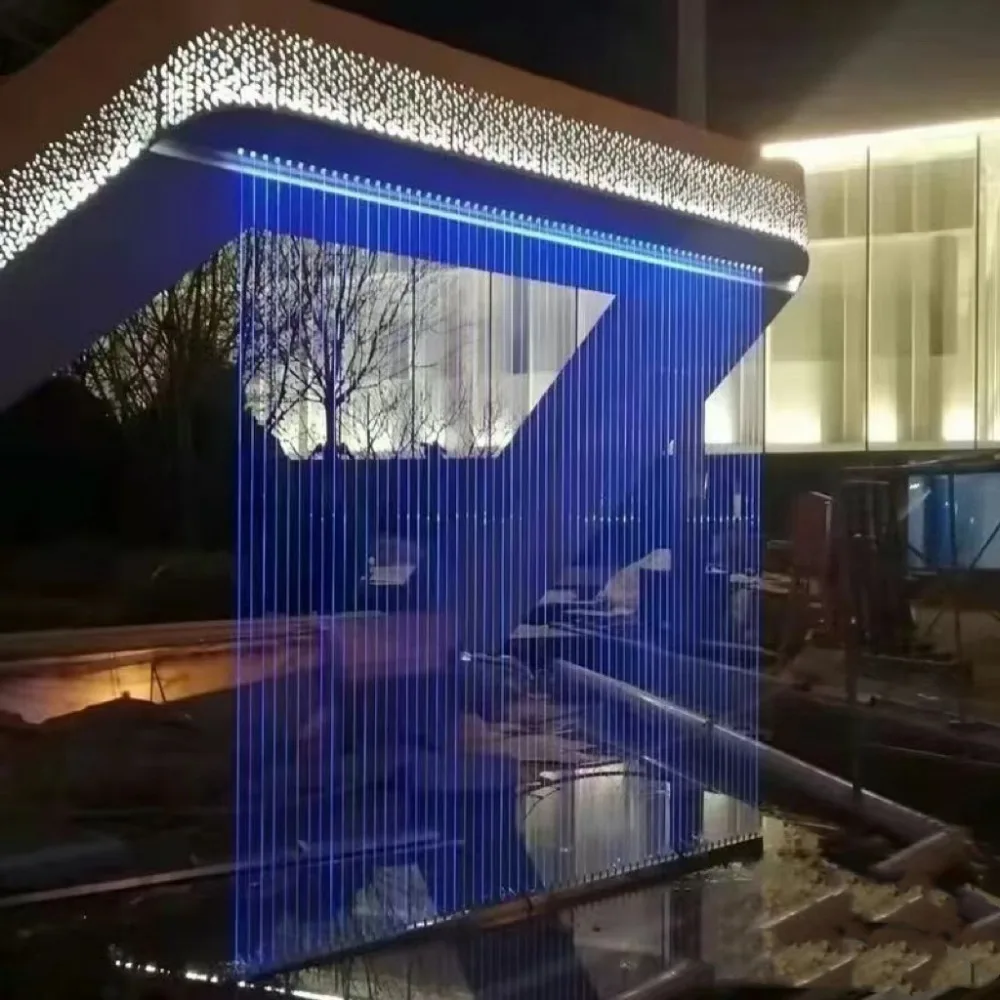 Cortina d'acqua in fibra ottica nylon pull line water landscape waterfall