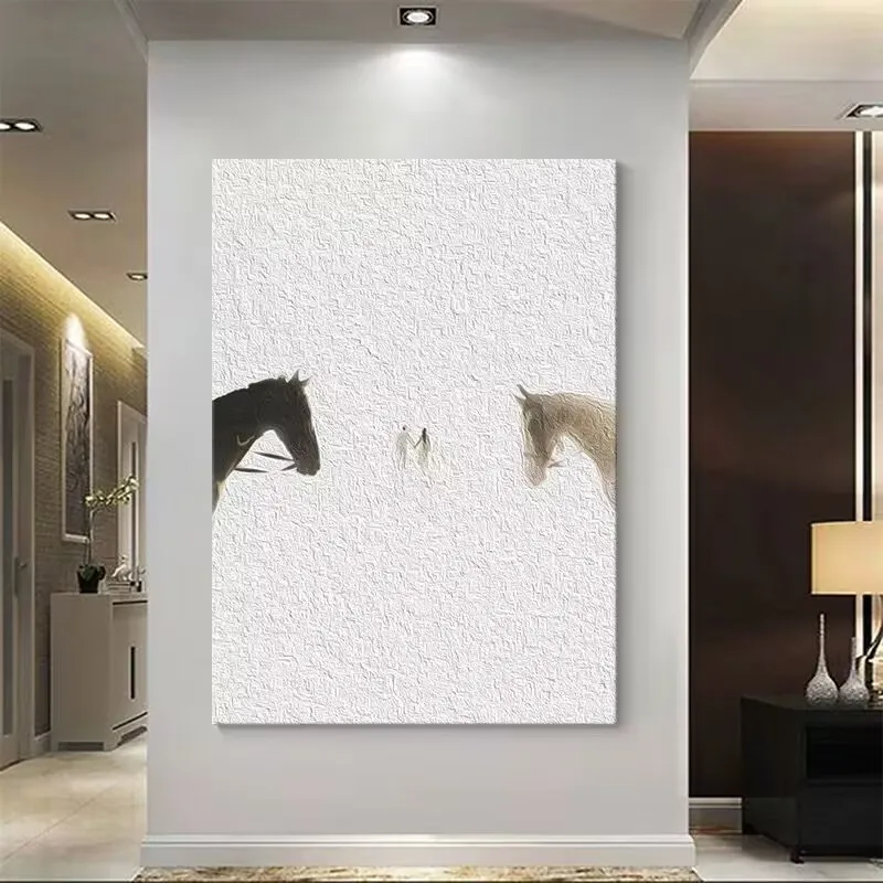 

Простой дизайн, черно-золотые лошади, настенная картина для домашнего декора, ручная работа, холст, картина маслом, текстура, фреска для гостиной