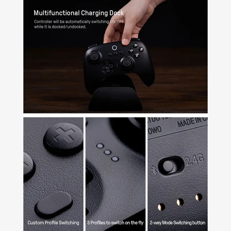 8BitDo Ultimate Wireless Bluetooth Controller with Charging Dock Hall Effect Sensing Joystick for Windows 10, 11,Steam,Android