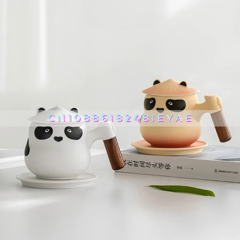 Panda Tea Mug Creative Ceramic Tea Separation Cup with Lid Men's and Women's Office Filter Water Cup