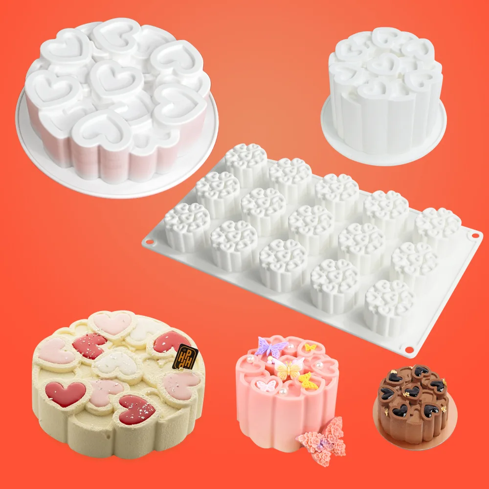 Food Grade Silicone Rotating Heart Mold Valentine's Day Mousse Cake Chocolate French Dessert Baking Tool Creative Gift