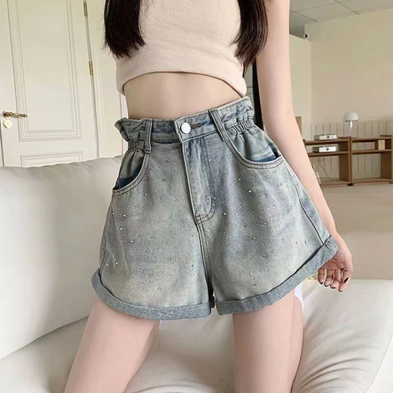 

Sequin With Rhinestones Female Short Jeans Pants Summer Jorts Women's Denim Shorts Korean Style Wholesale Comfy Trend 2024 XL