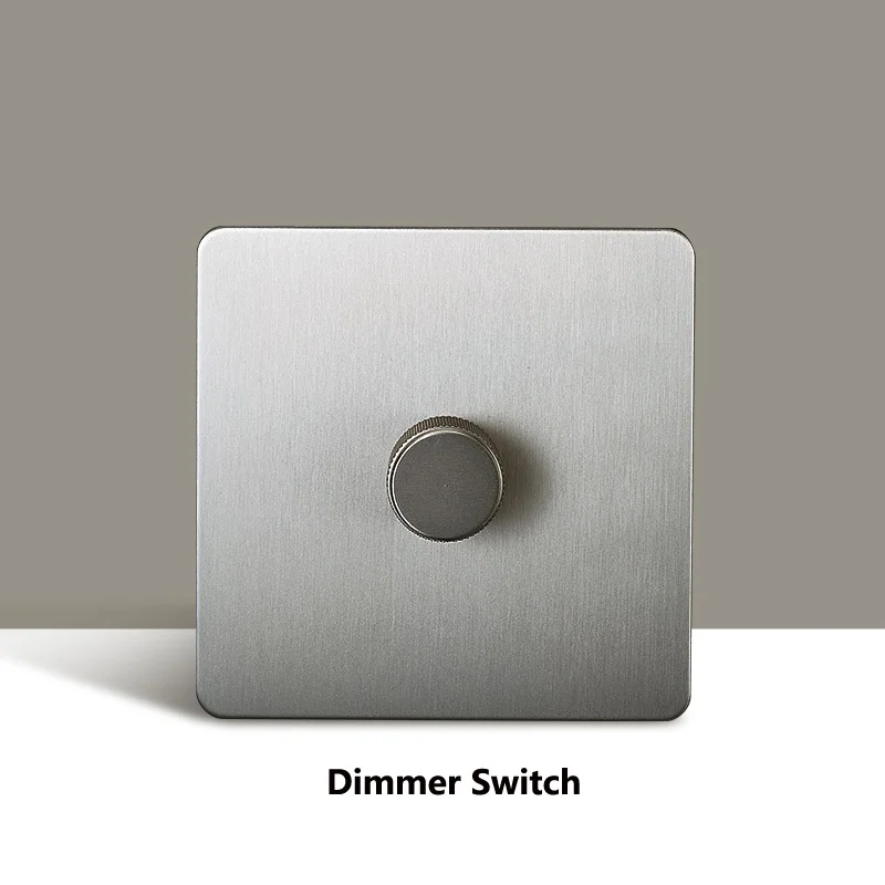 Home Improvement Wall Toggle Switch Matte Gray Stainless Steel Panel Retro Industrial Style Metal EU Socket