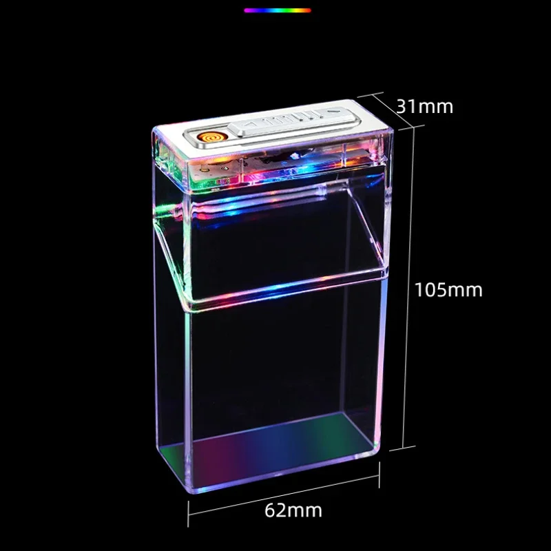 Multifunctional Dual-Purpose Cigarette Lighter, Transparent Lantern, Full Cigarette Case, Rechargeable Lighter, Multi-color