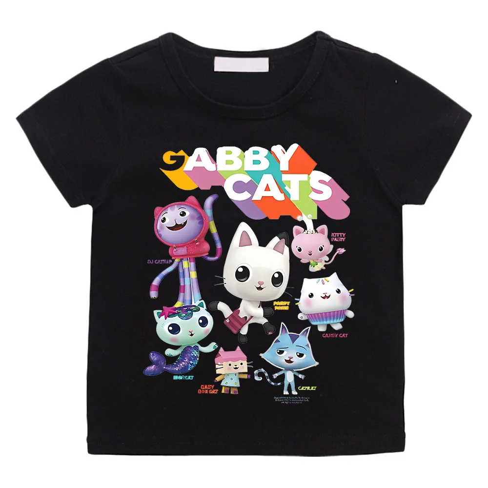 

Gabby Dollhouse Cartoon Print Tshirt Girls Kawaii Kids Clothes Cute Cat T-Shirt Children Clothing Summer Short Sleeve Hot Sale