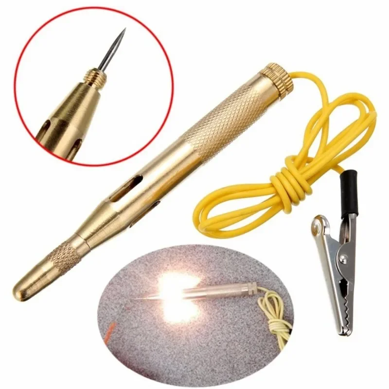 Testeur de circuit de lumière de voiture automatique en cuivre, détecteur de stylo de test de tension de lampe, test de système de sonde, outils de diagnostic, DC 6V, 12V, 24V