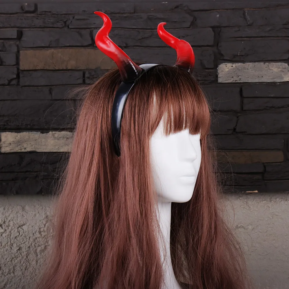 Black Queen Devil Horn Headpiece Cosplay Girls Boys Gothic Animal Headwear Halloween Carnival Party Purim Costume Props Gifts