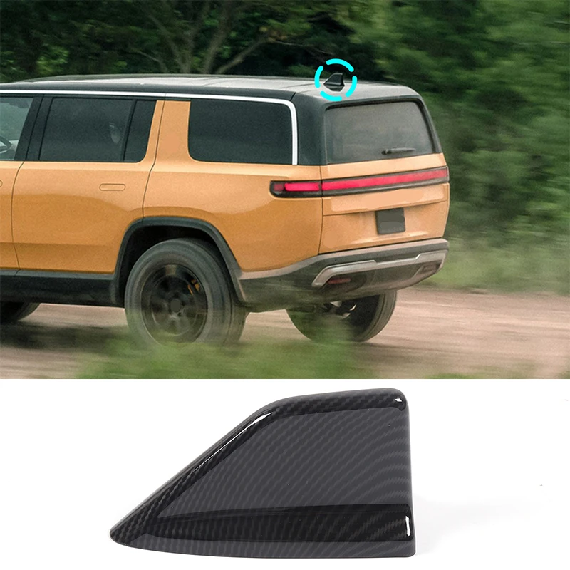 

For Rivian R1T R1S 2022 ABS Carbon Fiber/Matt black car roof Shark Fin Antenna Cover Trim Sticker Car Accessories