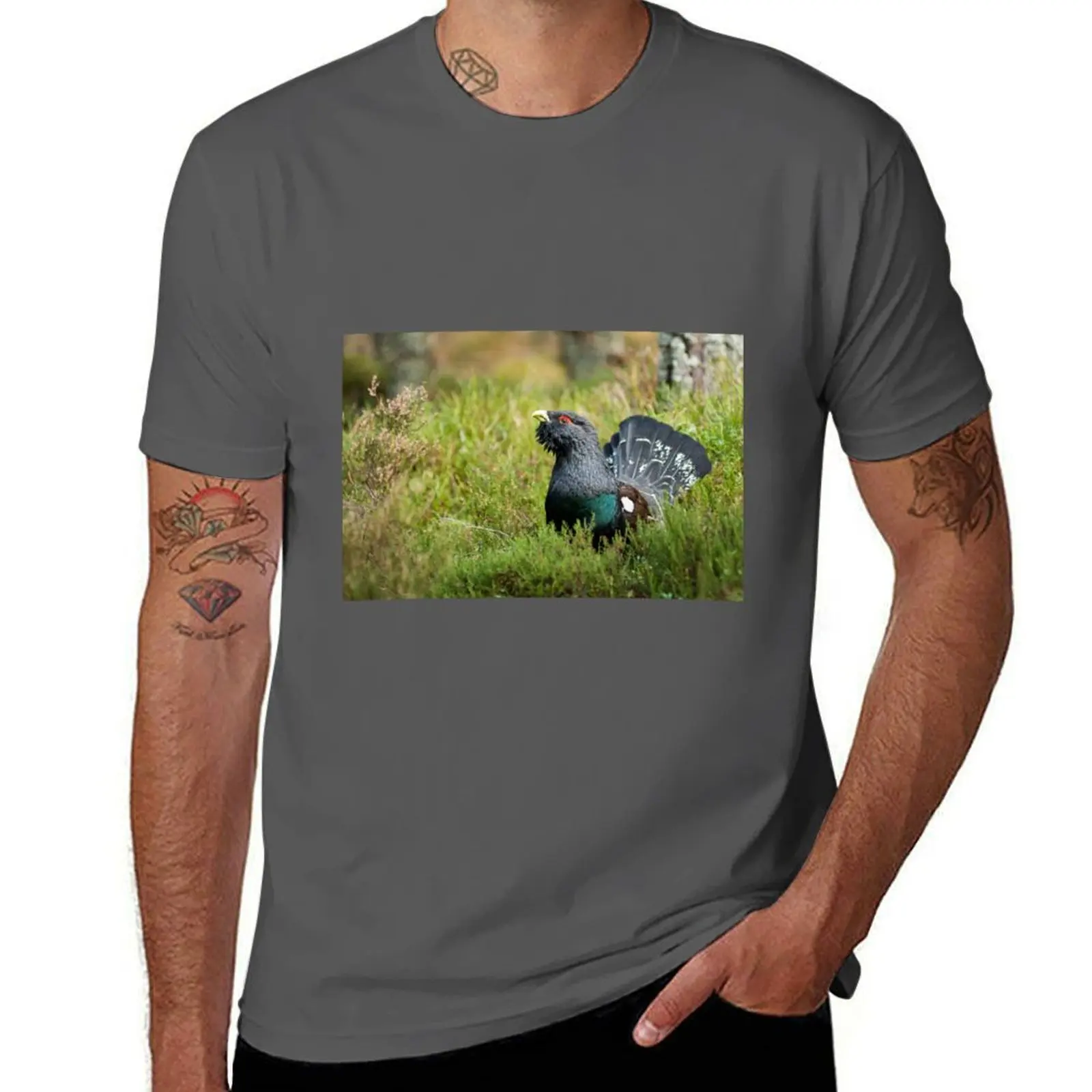 

Capercaillie in highland heather T-Shirt man t shirt heavy cotton t shirt man cotton t shirt man designer T-Shirt
