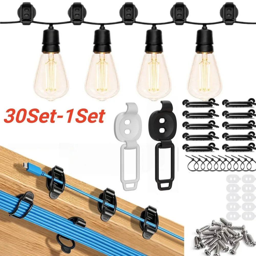 New Adjustable Cable Clip Organizer Desktop Cord Fixed Hooks Cable Clips Self-Adhesive Under Desk Management Cord Organizer