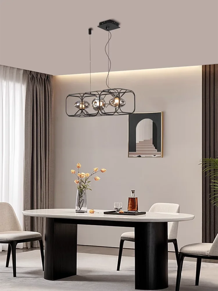 

Italy Bauhaus Design LED Dimmable Smoke Grey Glass Chandeliers Classical Home-applicants Elegant Indoor Lighting For Dining Room