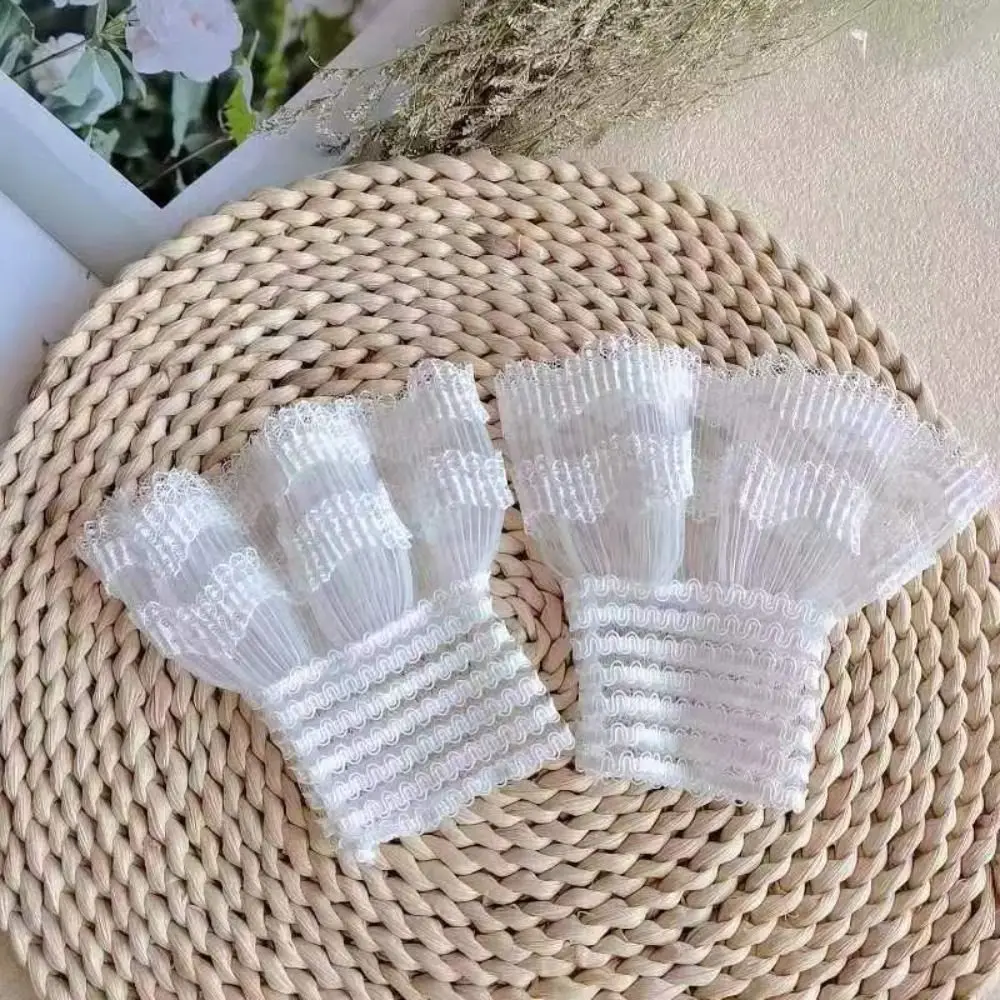 1Pair Spring Autumn Sweater Decorative Arm Cover Gloves Lace Cuffs Detachable Sleeve Cuffs Fake Sleeve Ruffles Elbow Sleeve