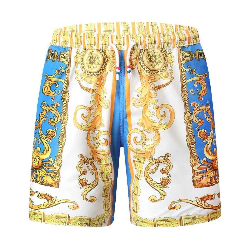 Gold Luxury Swimwear Shorts Breathable Surf Board Shorts Men\'s Vacation Beach Shorts Quick Dry Swimsuit Summer Sports Trunks Boy