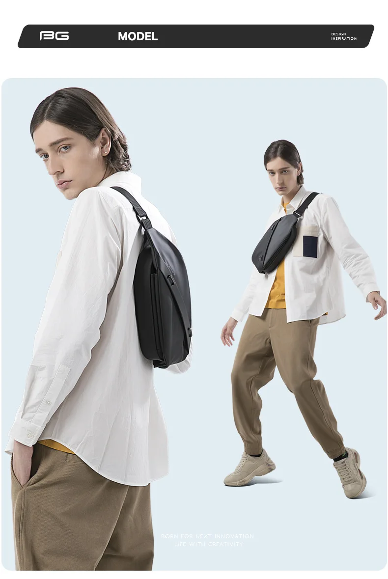 BANGE Big Capacity Waterproof Multifunction Crossbody Bag Men Shoulder Bag Male Sling Chest Bags For Waist Belt Matching