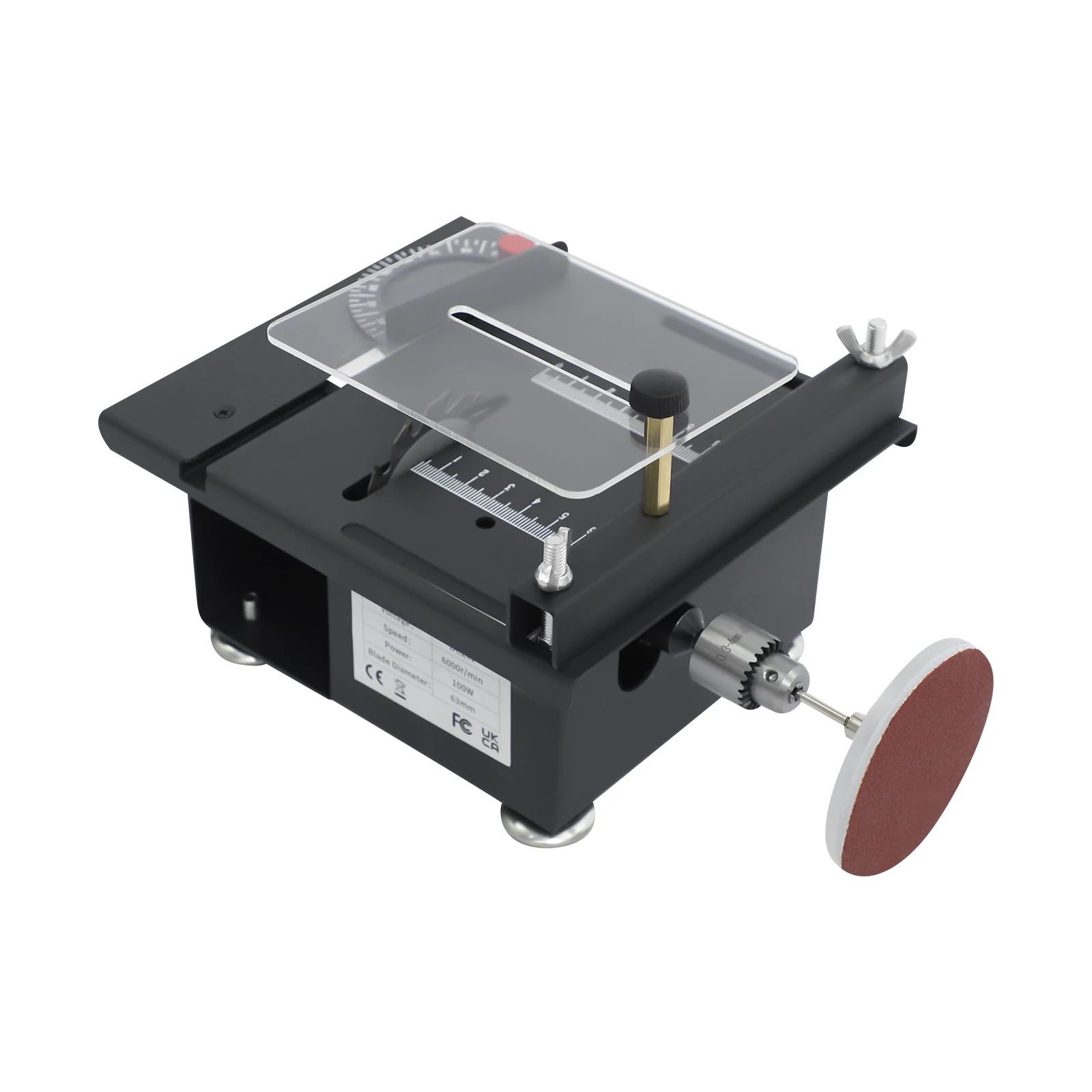 Electric Table Saw, Mini Multi-Functional Table Saw with 4 Blades & Adjustable Angle 0-90°, 6000rpm for DIY Model Wood Acrylic