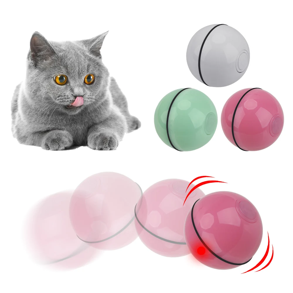 Automatisches rotierendes Katzenspielzeug für Katzen und Hunde, intelligenter interaktiver Rollball, LED-Rollball mit Blitzlicht, USB-elektrisches Haustierspielzeug