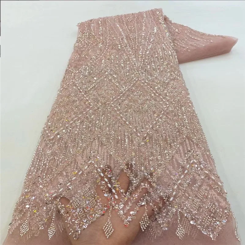 Heavy Industry Sequin Embroidery Beaded Foam Fabric Wedding Dress Fashion