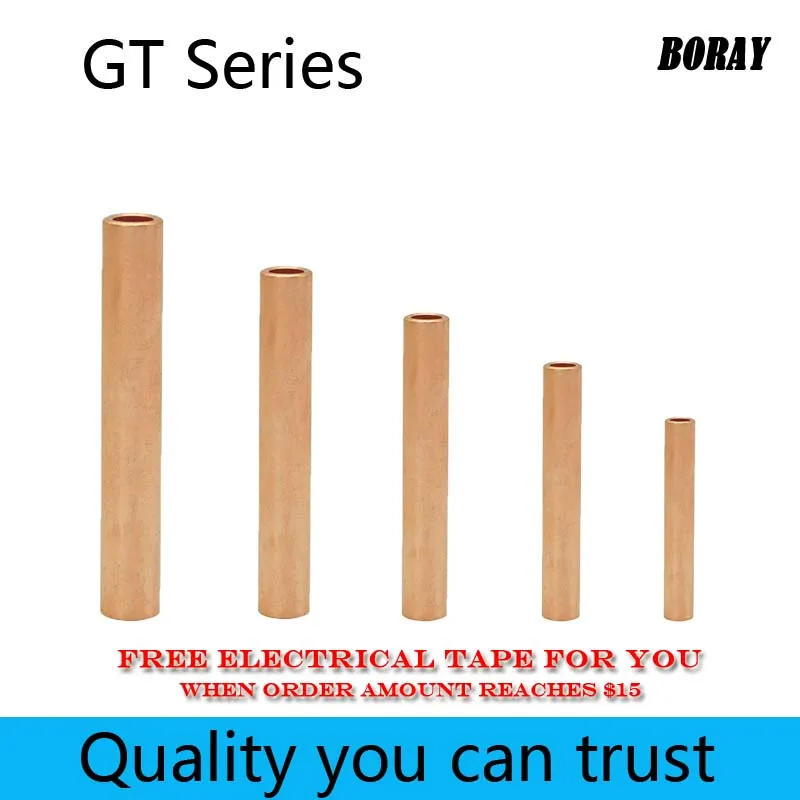 1PC 3PCS 5PCS GT-10/16/25/35/50/70/95 GT Copper Connecting Pipe Wire Cable Joint Copper Tube Copper Terminal Lug Copper