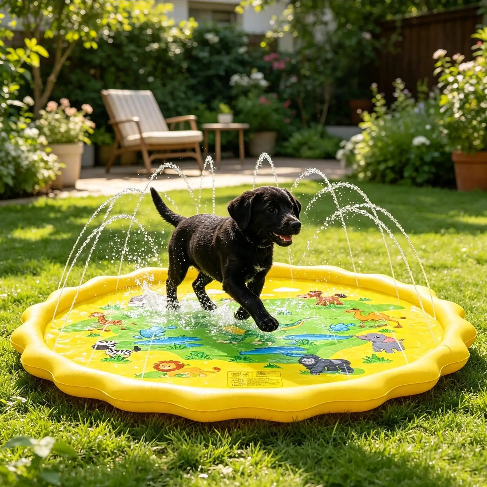 Sprinkler Pad 170cm Foldable Leakproof Summer Paddling Toy Sprinkler Pool For Backyard Yard Garden Lawn Beach Park Playground
