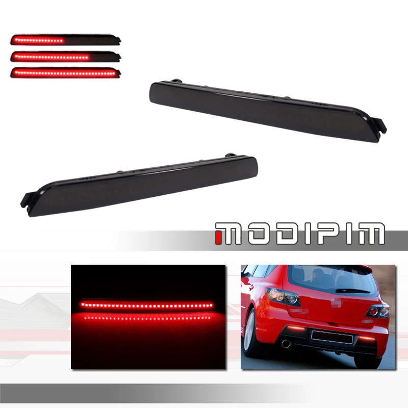 

Red LED Car Rear Bumper Reflector Tail/Brake Lights,Rear Fog Lights w/ Sequential Turn Signal For 2004-2009 Mazda 3/Mazdaspeed 3