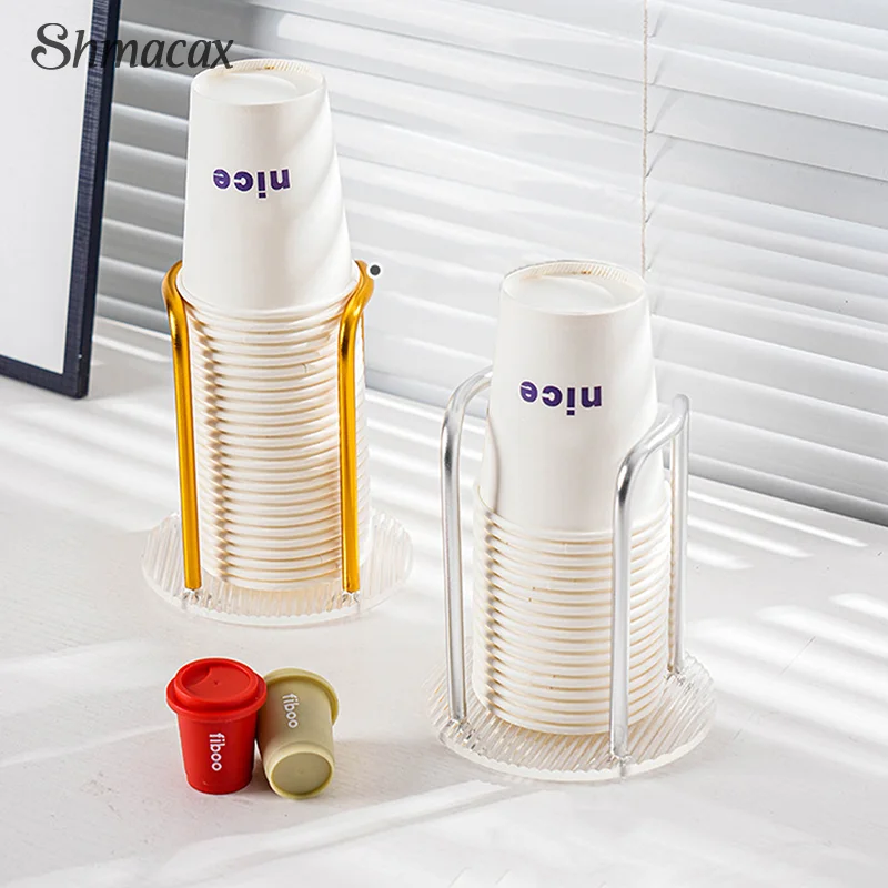 Luxury Disposable Cup Storage Holder Water Tea Cups Dispenser Rack Shelf With Longer Stick Mug Display Stand Home Organizer