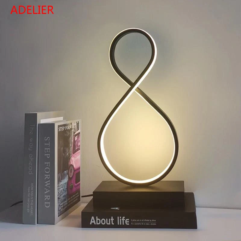 Dimmable LED Table Lamps Black White Ring Desk lamp for Home Living Room Bedroom Bedside Decor lamp Night Light EU/US/AU/UK plug