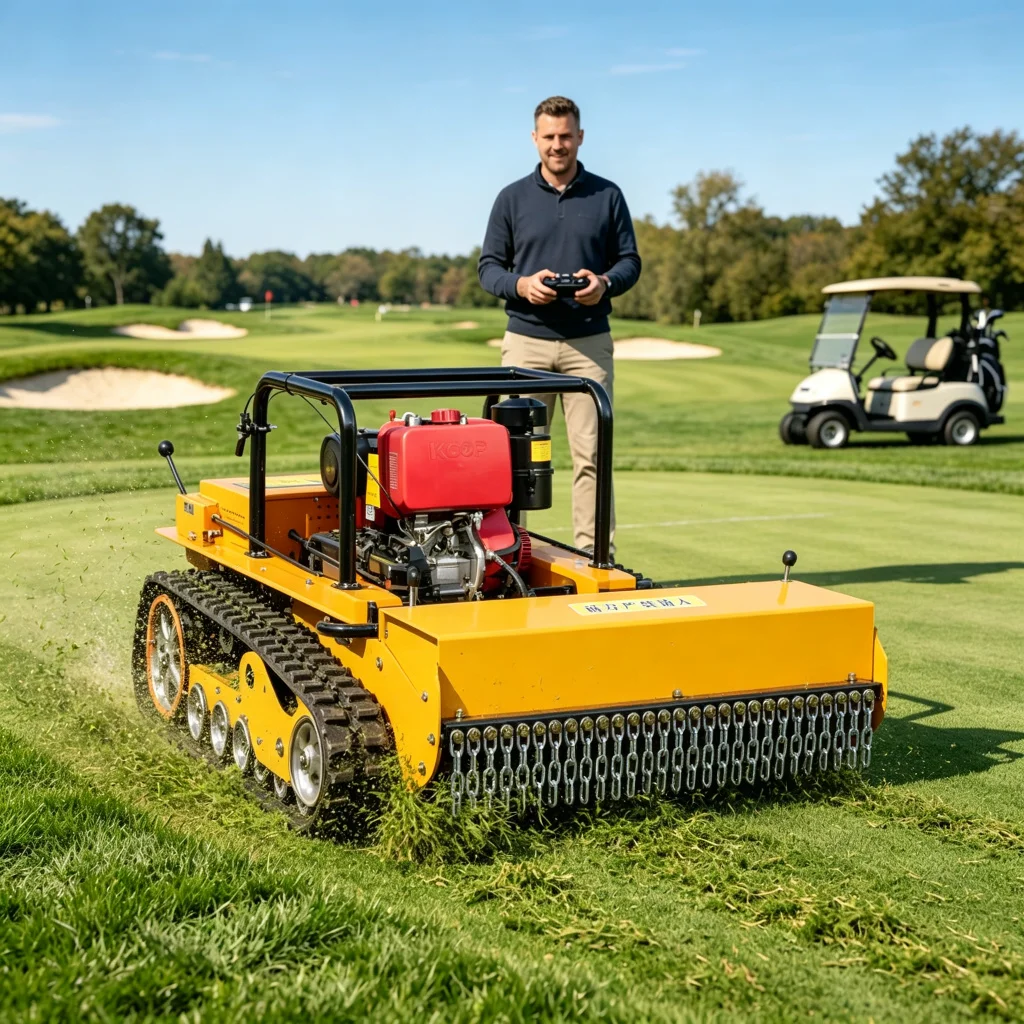 Diesel GPS Tracked Lawn Mower, Customized Cutting Settings, 45° Slope Climbing Grass Cutter, Tough Blades CE EPA