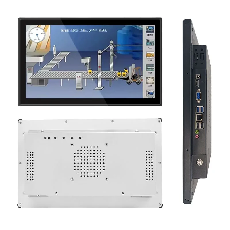10 12 15 17 19 21.5 Inches Industrial Computers J1900 I3 I5 I7 WiFi RS232 Resistive Capacitance Touchscreen All In One Panel PC