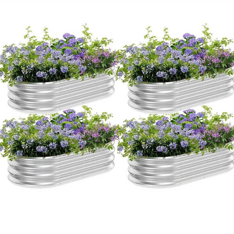 

Комплект оцинкованной садовой кровати, 2 шт., металлические коробки для цветов для наружного садоводства, устойчивый к ржавчине оцинкованный дизайн для