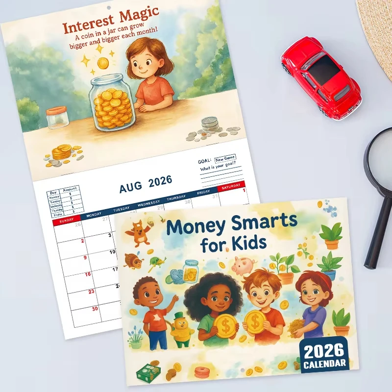

2026 Financial Literacy Learning Calendar for Kids 12-Month Financial Learning Chart High-Quality Desktop Decor
