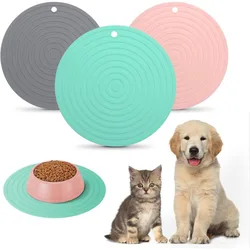 Pet Food Mat Round Silicone Feeding Mat for Prevent Food Water Overflow Dog Food Bowl Place-mat Suitable for Medium Small Pet