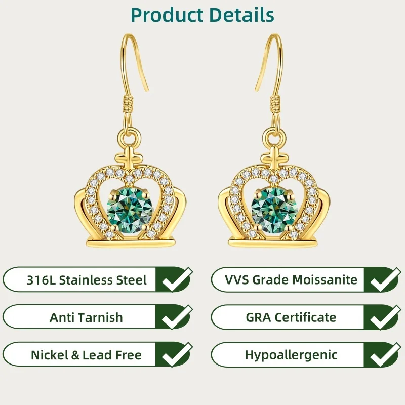 

LAMVOICE designer item high quality, valentine’s day, gift for daughter, 2 carat moissanite hypoallergenic earrings