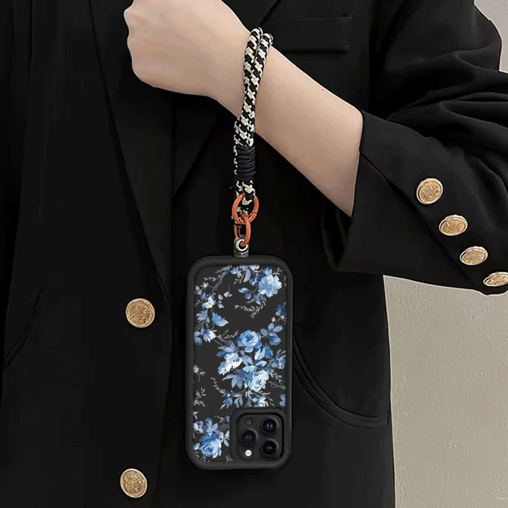 Tintengemusterte Blaue Rosen-Handyhülle mit Trageschlaufe für Samsung Galaxy Note 20 Ultra S24 S25 S26 Plus S24 S23 FE S23 S24 S25 Ultra – Detail 4
