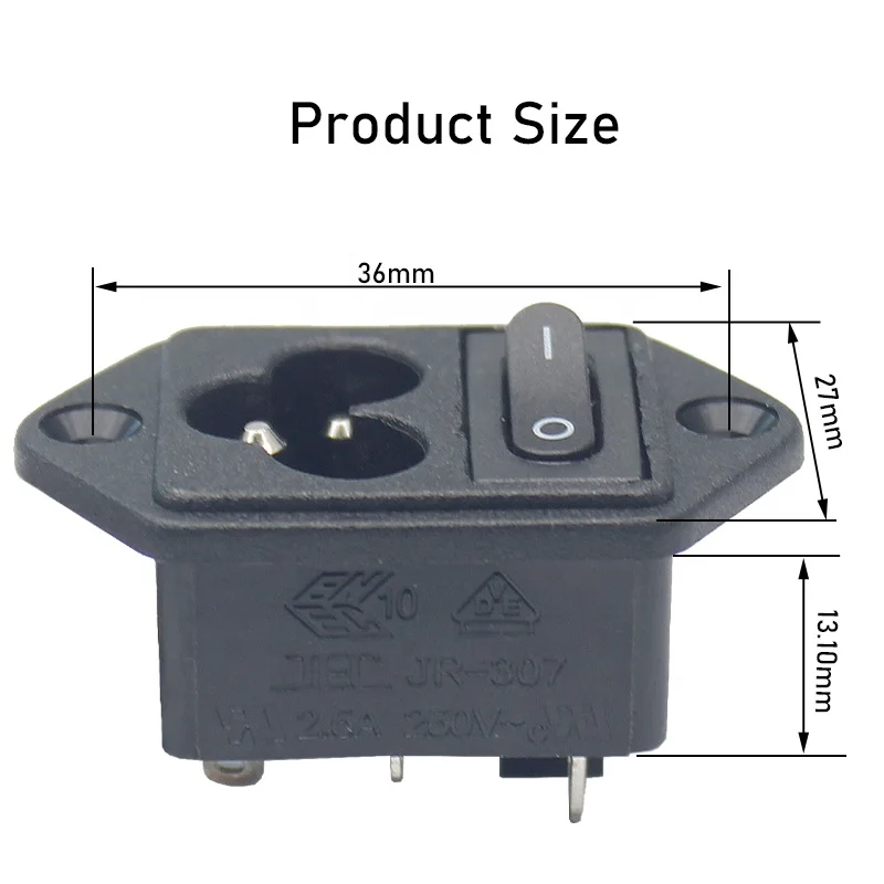 IEC 320 C6 C5 AC POWER SOCKET INDUSTRIAL SOCKET PCB SMD SOCKET with on off rocker switch