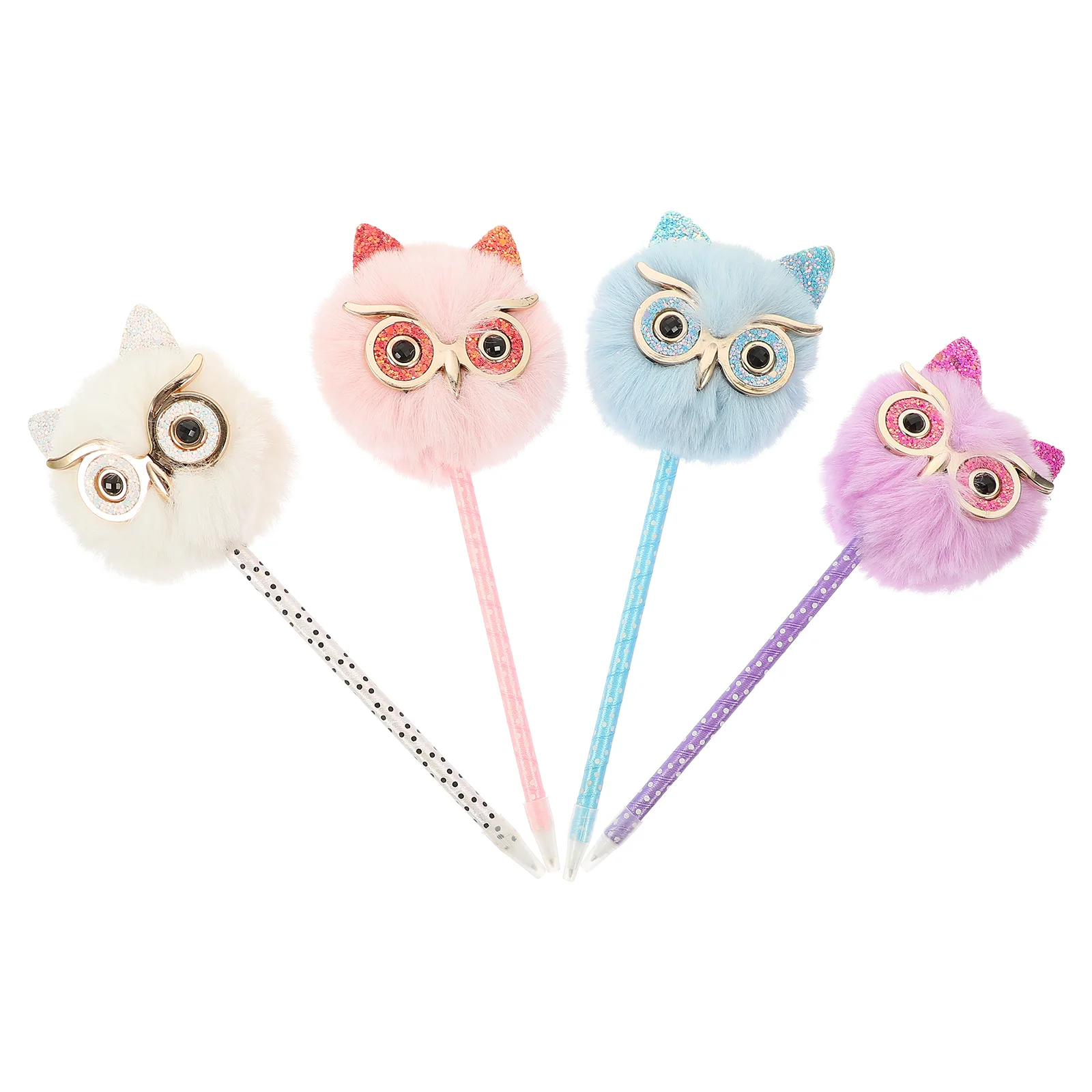 

4 Pcs Ballpoint Pens Owl Fur Fluffy Adorable Household Convenient Multi-function Child